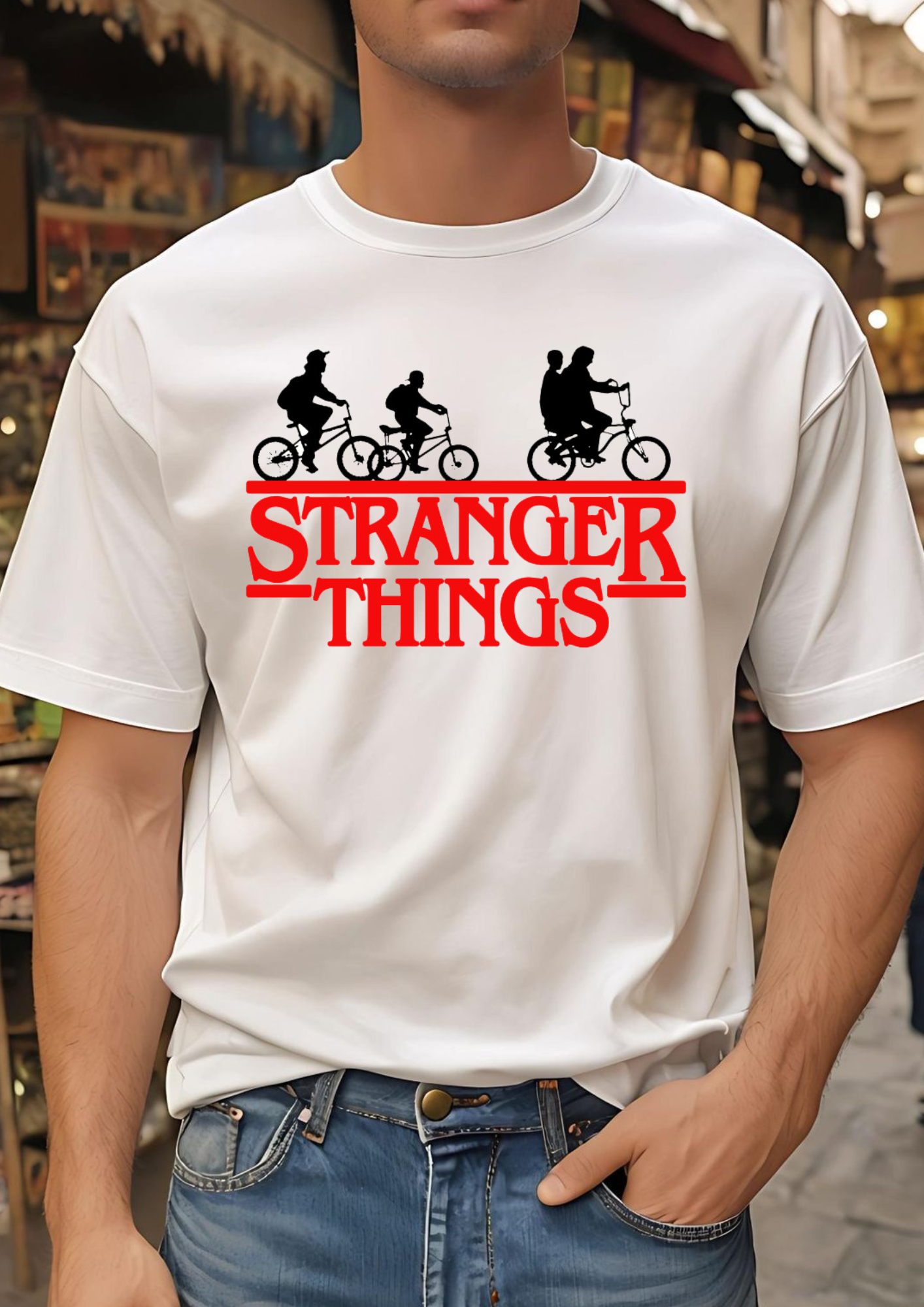 Stranger Things Inspired Unisex Oversized White Standard T-Shirt