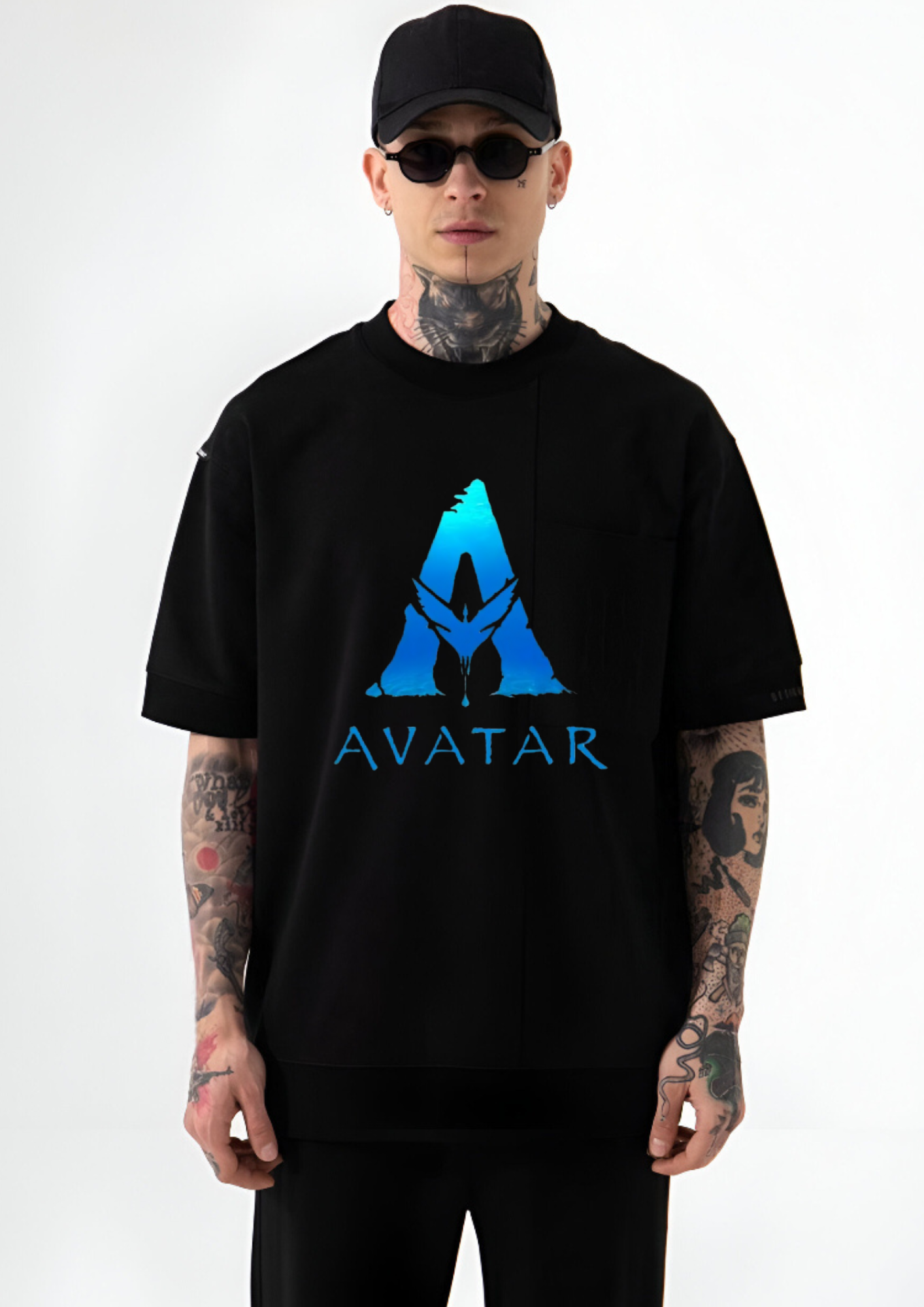Avatar Oversized Black T-Shirt for Men | Premium Streetwear Graphic Tee | Drop Shoulder Fit
